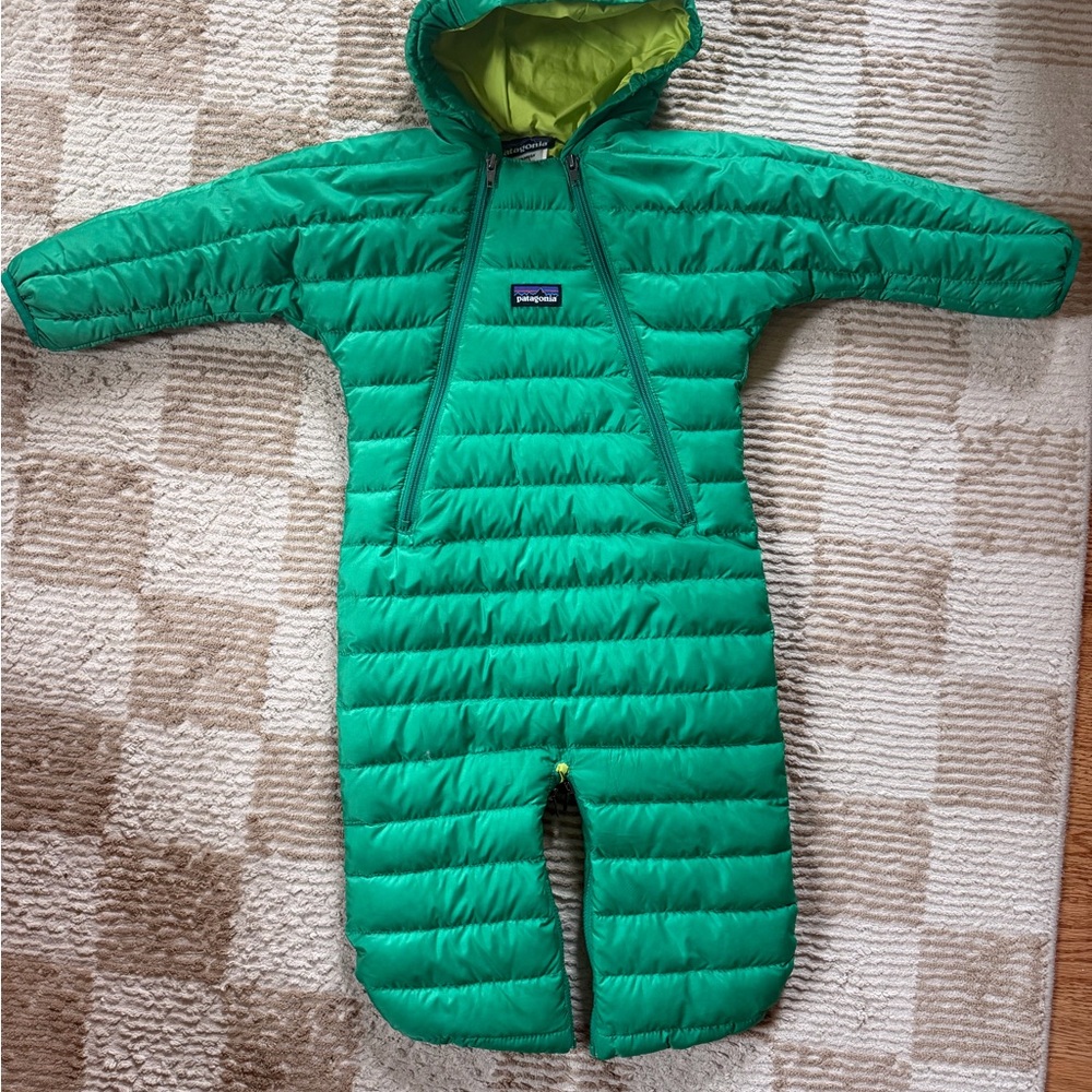 Patagonia Bright Green Infant Puffer Jacket with Lime Hood Lining
